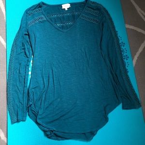 Anthropologie Long sleeve teal top size XS